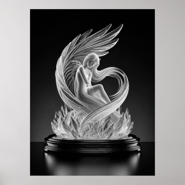 Poster Pôster do Anjo de Cristal Digital de IA (Frente)