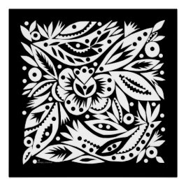 Póster Poster do BW Bird Art Cutouts - Imagem Negativa