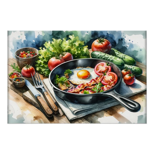 Póster Poster do café da manhã para amantes da comida leg (Frente)