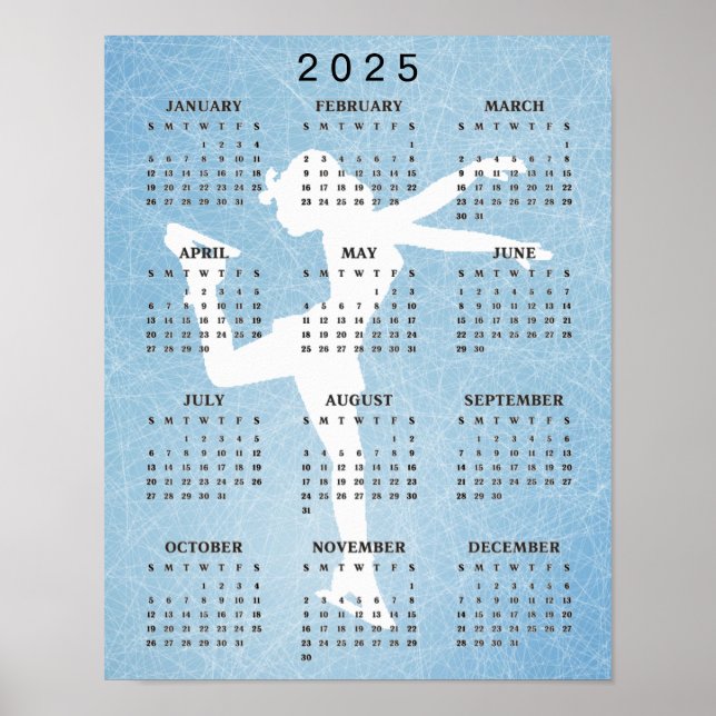 Poster Pôster do Calendário de 2025 do Design de Patinado (Frente)