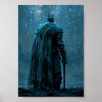 Poster Pôster do Cavaleiro de Manto Vermelho de Fantasia