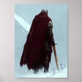 Poster Pôster do Cavaleiro de Manto Vermelho de Fantasia