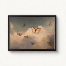 Pôster do Céu com Borboleta Dourada Antiga