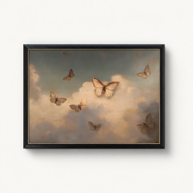 Poster Pôster do Céu com Borboleta Dourada Antiga (Gilded Butterfly Sky Wall Art Poster - close-up view (frame/decor not included))