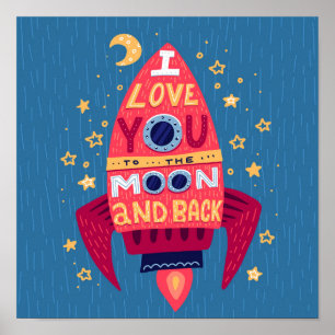 Poster Pôster do Foguete Amor Você até a Lua