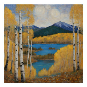 Póster Poster do Lago de Montanha Colorado Aspens