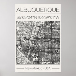 Poster Pôster do Mapa da Cidade de Carvão de Albuquerque