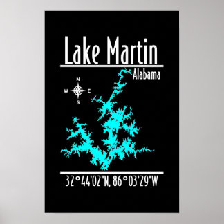 Poster Pôster do Mapa do Lago Martin Alabama