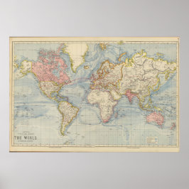 Poster Pôster do Mapa Mundial Cores Pastel Vintage