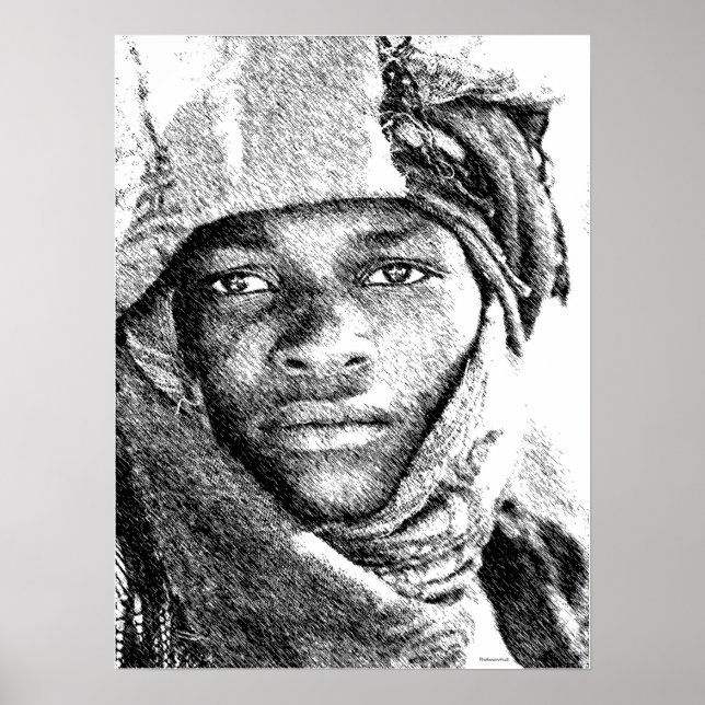 Poster Pôster do Menino do Deserto Africano • Ilustração  (Frente)