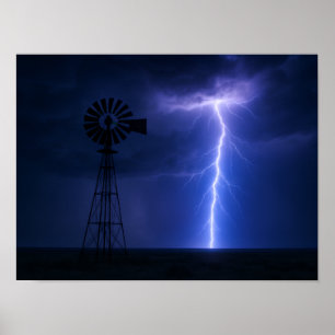 Poster Pôster do Moinho de Vento com Relâmpago - Texas Dr