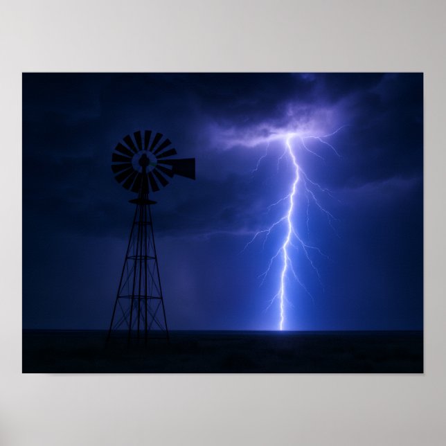 Poster Pôster do Moinho de Vento com Relâmpago - Texas Dr (Frente)