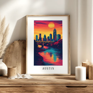 Poster Pôster do pôr do sol da cidade de Austin