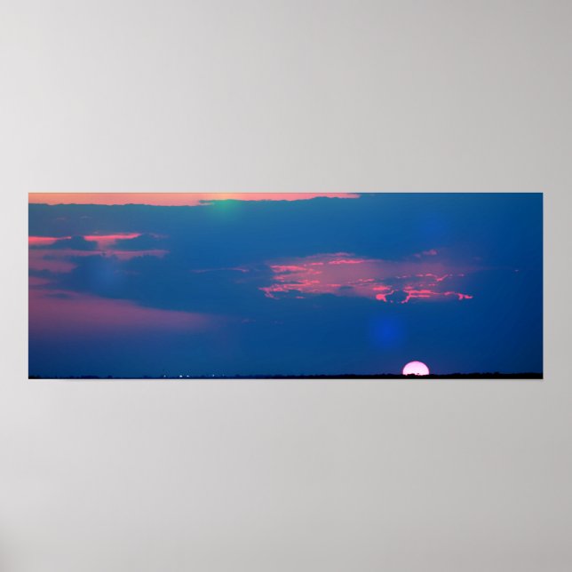 Poster Pôster do pôr do sol impressionista do mar (Frente)