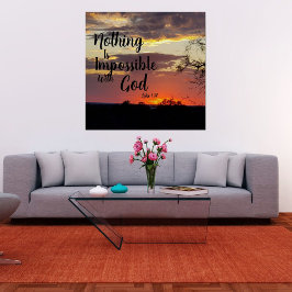 Póster Pôster do Pôr do Sol Nada é Impossível Com Deus