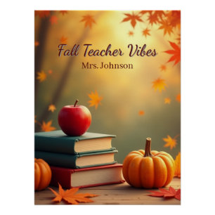 Póster Poster do Professor Fall Vibes - Livros de outono