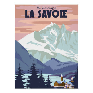 Póster Poster do resort La Savoie Ski, retro. Viagem de i