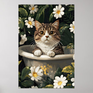 Poster Pôster do Scottish Fold na Banheira, Pôster Divert