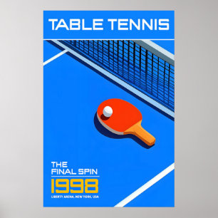 Poster Pôster do Tênis de Mesa 1998 Finais Arte Esportiva