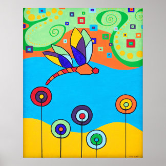 Poster Poster: Dragonfly e Flores Lollipop
