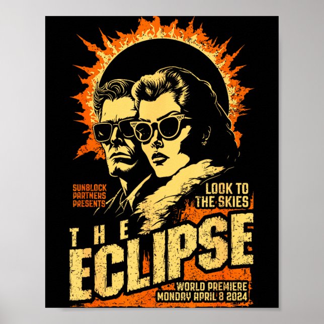 Poster Pôster Eclipse Solar Vintage Ficção Científica (Frente)