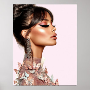 Poster Pôster Editorial de Moda Butterfly Glam em Papel (