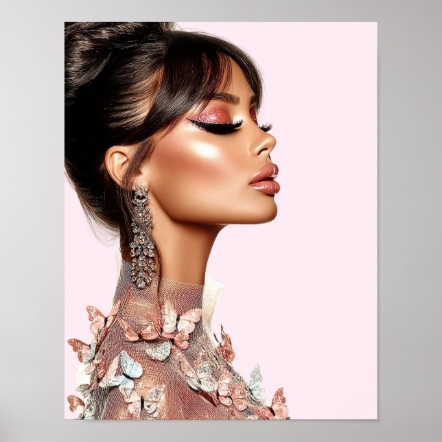 Poster Pôster Editorial de Moda Butterfly Glam em Papel ( (Frente)