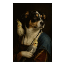 Pôster engraçado de pintura renascentista de cacho