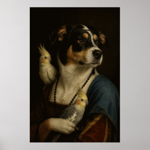 Poster Pôster engraçado de pintura renascentista de cacho