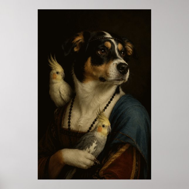 Poster Pôster engraçado de pintura renascentista de cacho (Frente)
