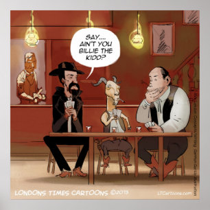 Póster Pôster Engraçado do Billy The Kid com Cabra