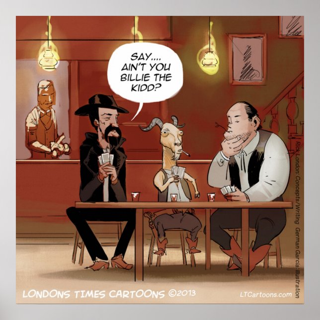 Póster Pôster Engraçado do Billy The Kid com Cabra (Frente)