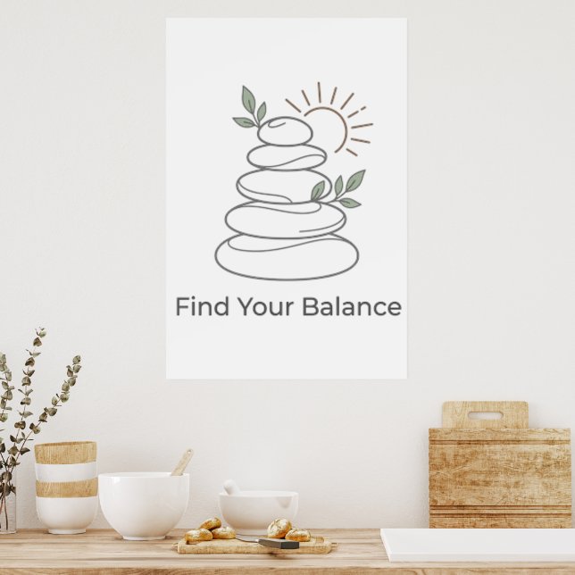Poster Pôster Estético Zen Encontre Seu Equilíbrio (Cozinha)