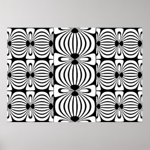 Poster Pôster Estilo Preto e Branco Flor Abstrata 3