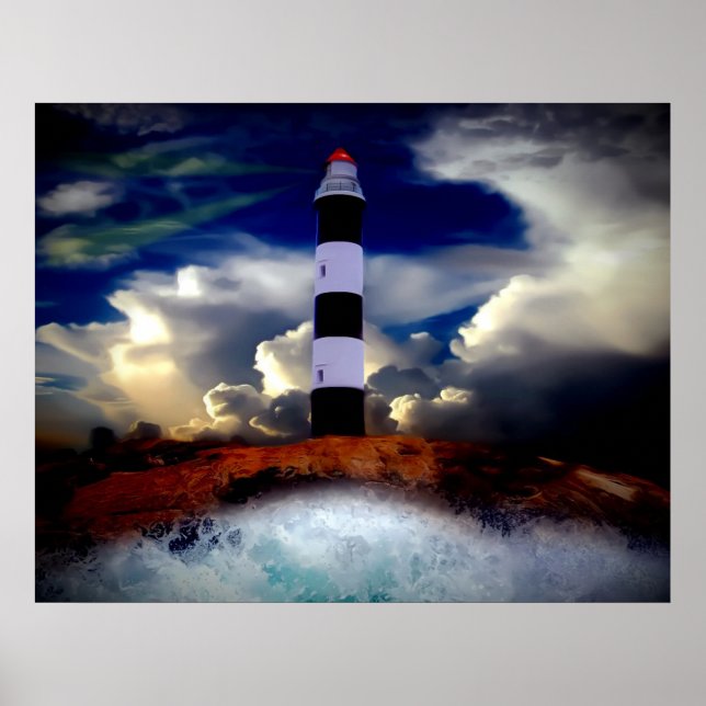 Póster Poster/Farol com Ondas (Frente)