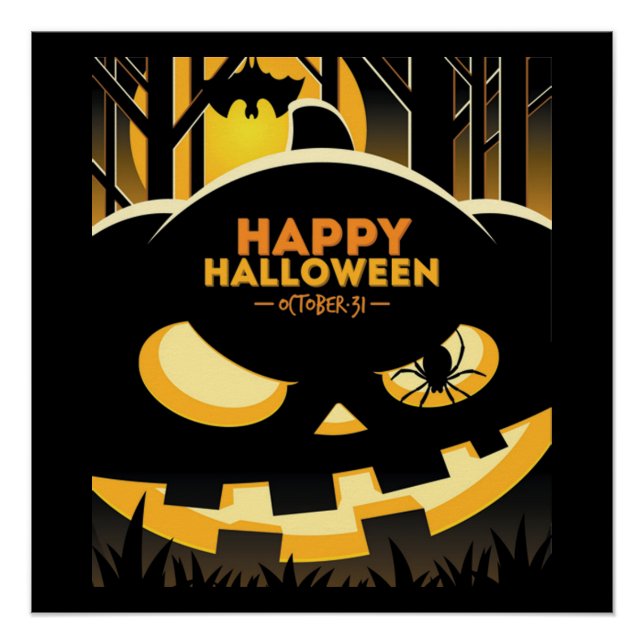 Póster Poster/Feliz Halloween Jack-o-Lanterna (Frente)