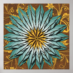 Póster Pôster Floral Abstrato Tons Terrosos