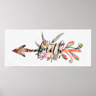 Poster Pôster floral da fé com flecha