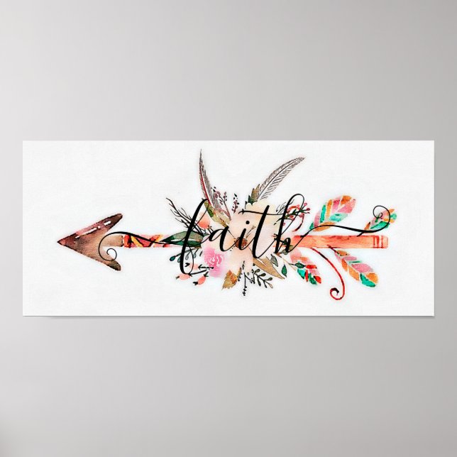 Poster Pôster floral da fé com flecha (Frente)
