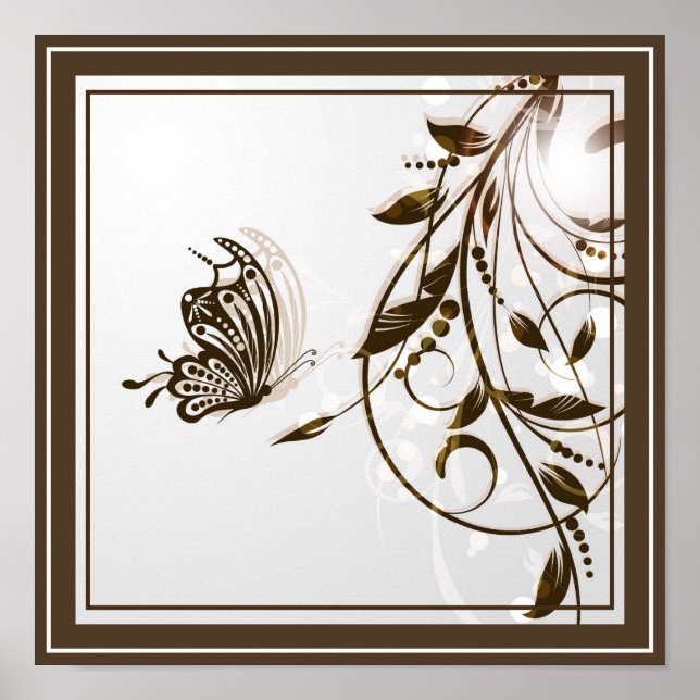 Poster Poster- Floral e borboletas (Frente)