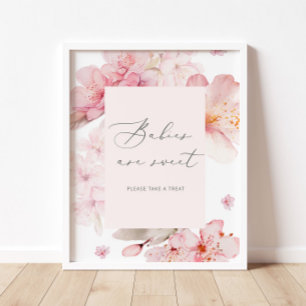 Poster Pôster floral rosa de Sakura Bebês são doces