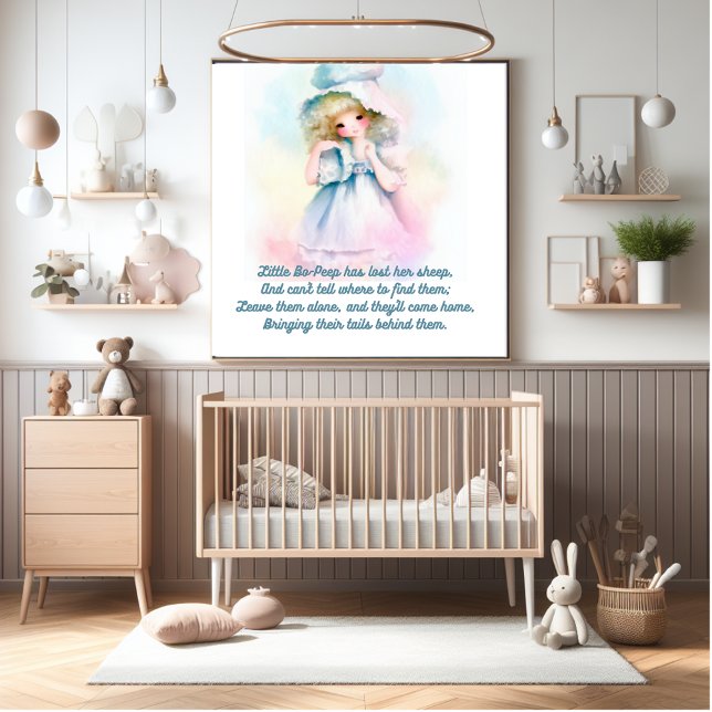 Poster Pôster fofo da Little Bo-Peep (Add a touch of color to the nursery with this cute poster.)