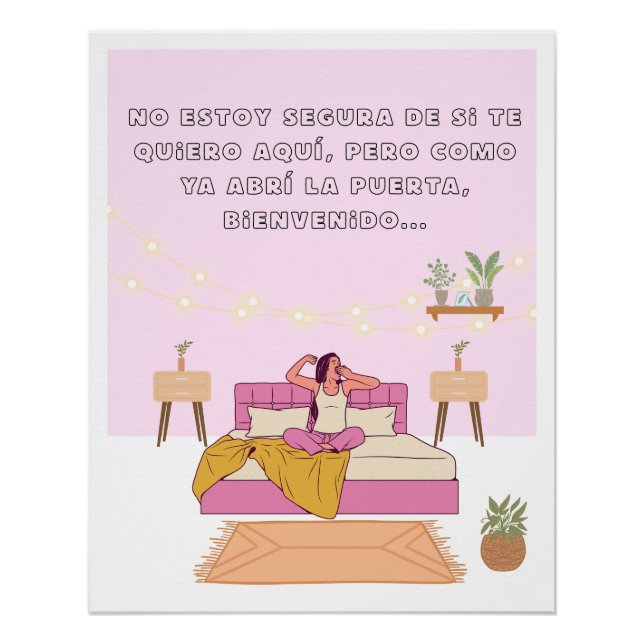 Póster Poster frases graciosas cama vibe acogedora (Frente)