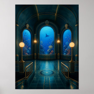 Poster Pôster Galeria Aquário à Beira-Mar Hora Azul 12x16