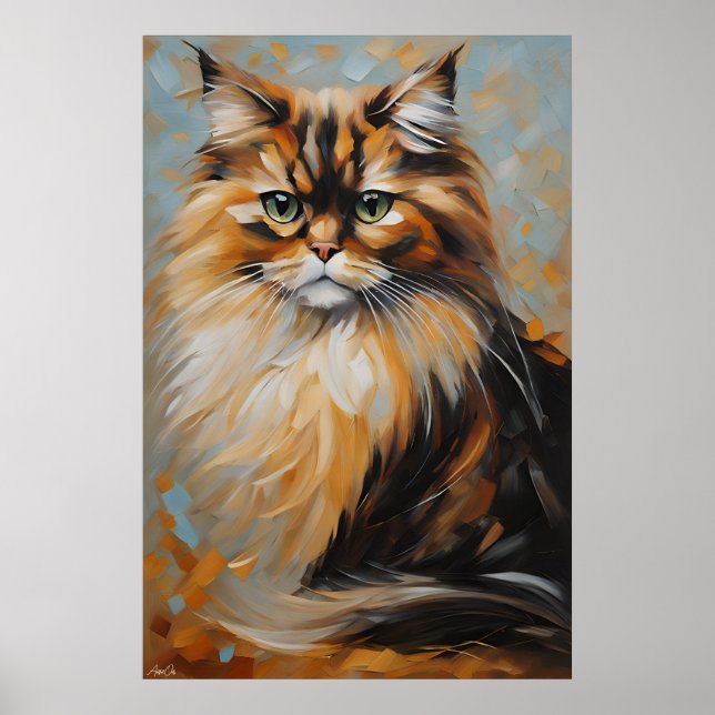 Poster Pôster | Gato Persa | Estilo de pintura a óleo (Frente)
