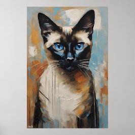 Poster Pôster | Gato siamês | Estilo de pintura a óleo