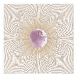Póster Pôster Geométrico Dourado do Ciclo da Lua Roxa Bri