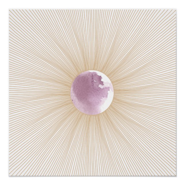 Póster Pôster Geométrico Dourado do Ciclo da Lua Roxa Bri (Frente)