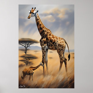 Poster Pôster | Girafas | Óleo de arte