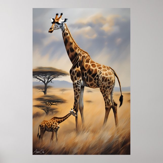 Poster Pôster | Girafas | Óleo de arte (Frente)